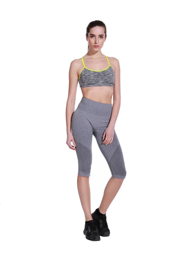 Seamless Women's Fitness Yoga Pants Sport Bra Sets , high waist fitness pant bra set