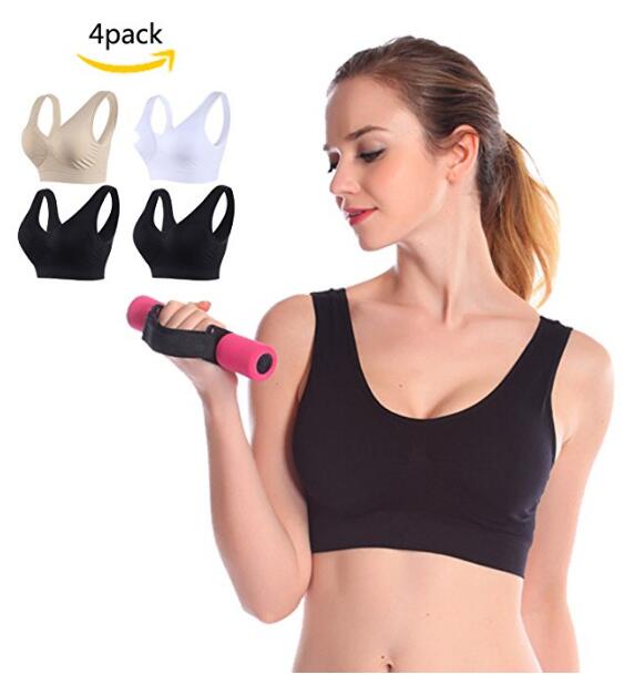 Sports Bras Women Plus Size Comfort Seamless Bralette Removable Padding 4 Pack