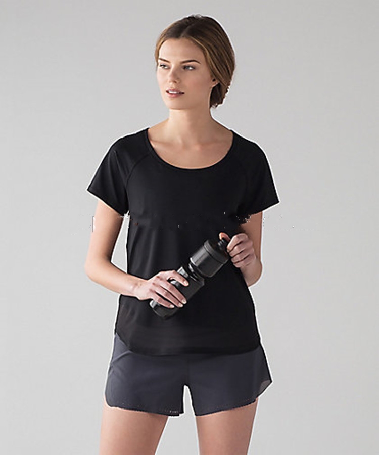 Women professional nylon polyester fitted short sleeve seamless sports top