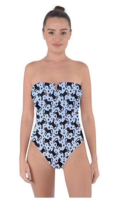 Womens Fashion Unicorn Tie Back One Piece Swimsuit Swimwear Beachwear