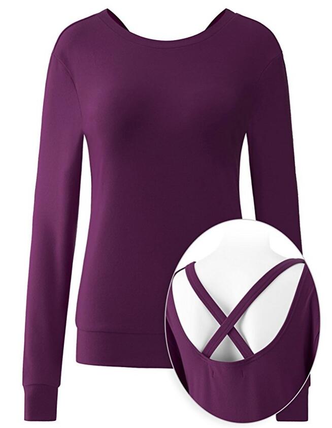 Womens Long Sleeve Round Neck Active Open-Back Running Top 2nd Version