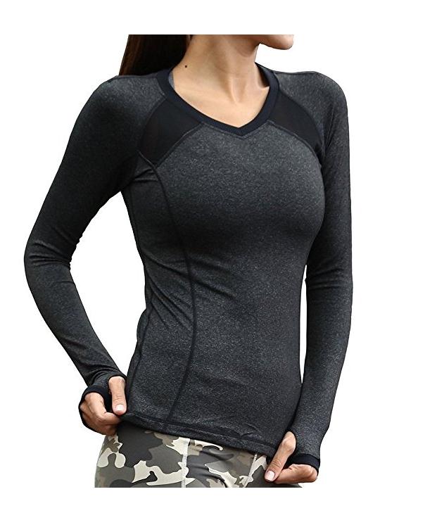 Womens Long Sleeve Seamless Stretchy Workout Tops