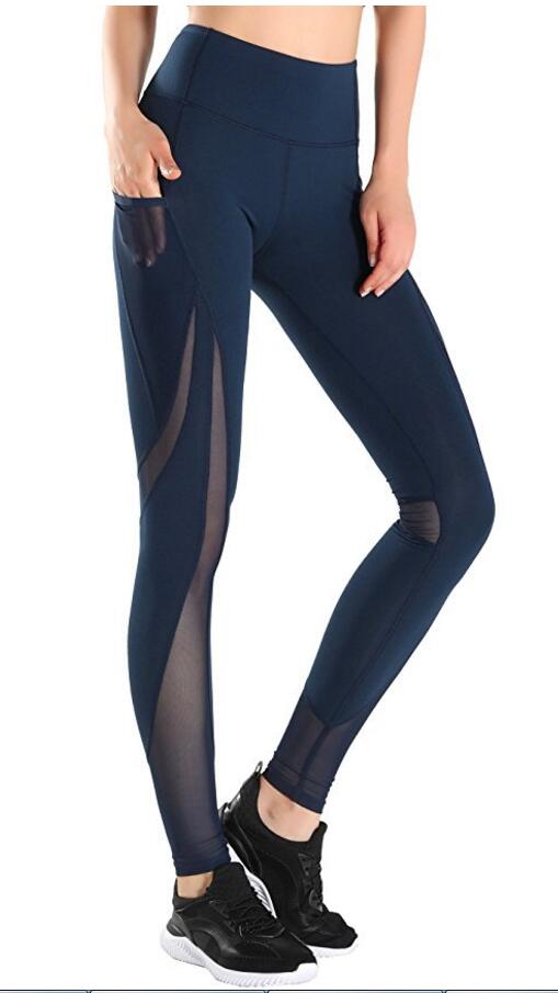 Womens Power Workout Leggings Active Mesh Gym Tights Full Length
