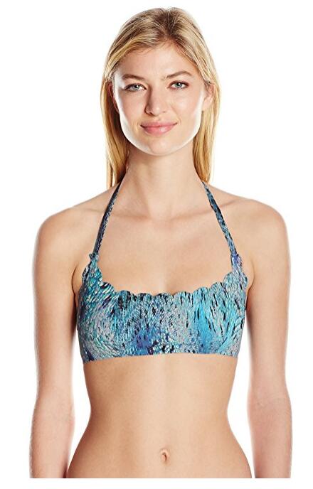 Womens Python Reversible to Navy Blue Seamless Wave Bikini Top
