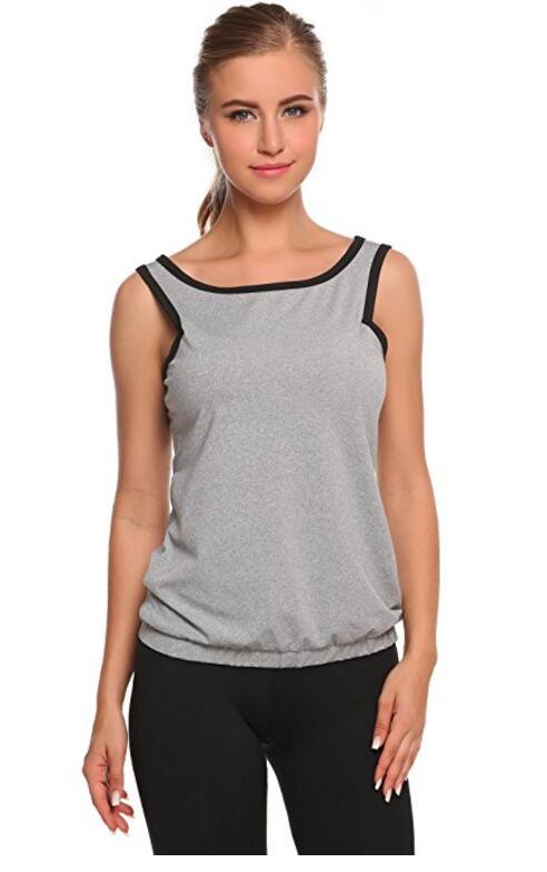 Womens Round Neck Cropped Racerback Tank Tops Running Vest