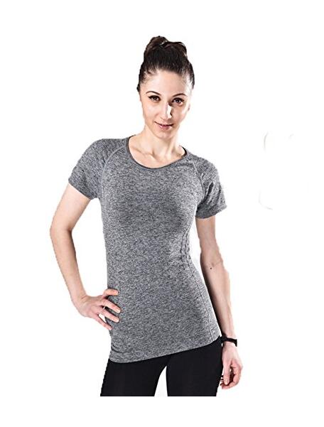 Womens Seamless Elastic Active Breathable Yoga Fitness T-shirt