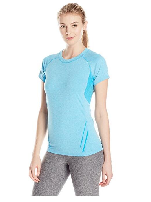 Womens Seamless Sports Base Layer Short Sleeve Tee Running Shirt