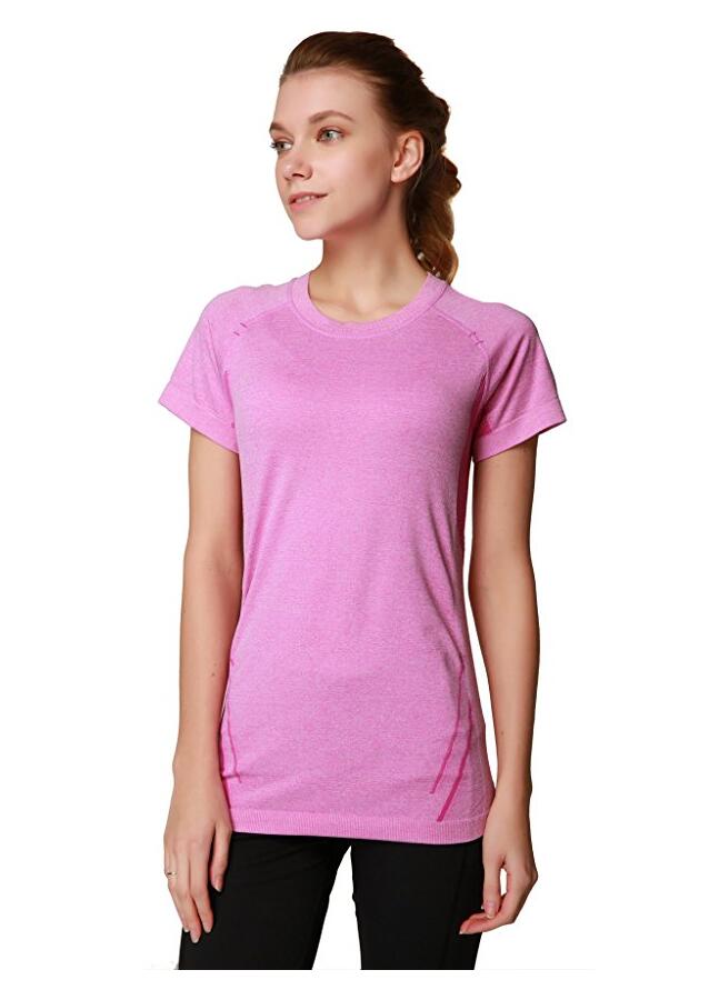 Womens Seamless Sports Base Layer Short Sleeve Tee Shirt