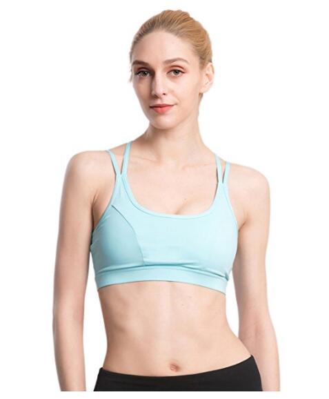 Womens Sexy Strappy Wirefree Yoga Sports Bra Support Workout Padded Running Bra