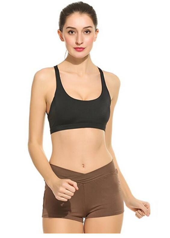 Womens Support CrossBack Wirefree Removable Cup Workout Yoga Sports Bra